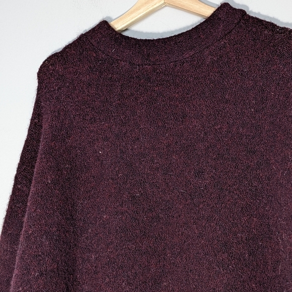 Free People Wool Blend Oversized Slouchy Tunic Sweater Burgundy Purple Size XS/S - Picture 6 of 15
